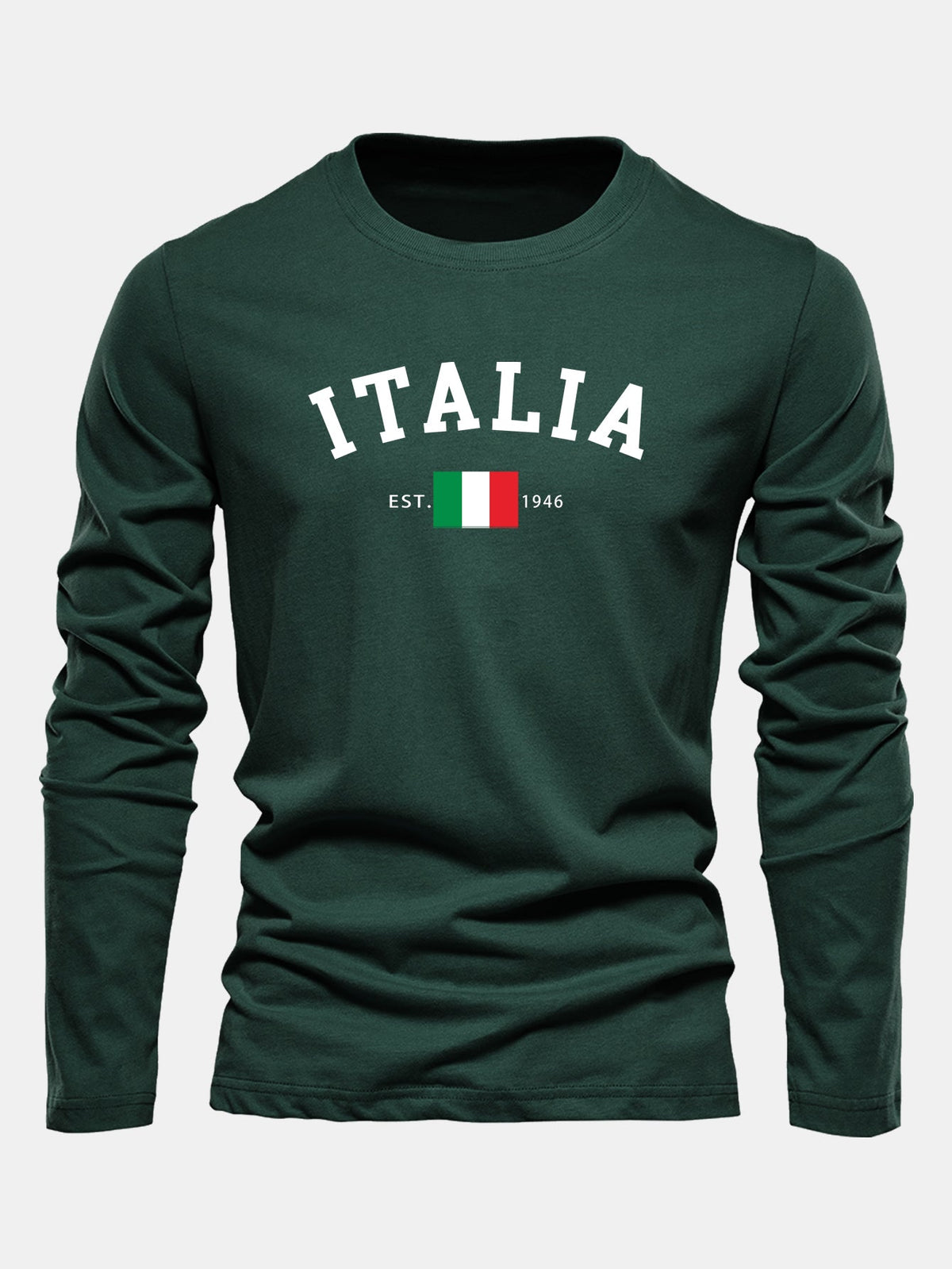 Camiseta de algodão de manga longa com estampa da Itália