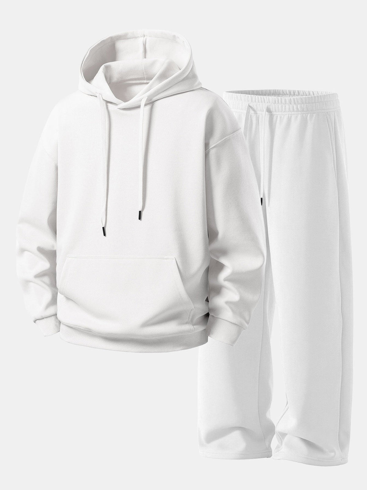 Conjunto de moletom com capuz de caimento confortável e calça de moletom reta