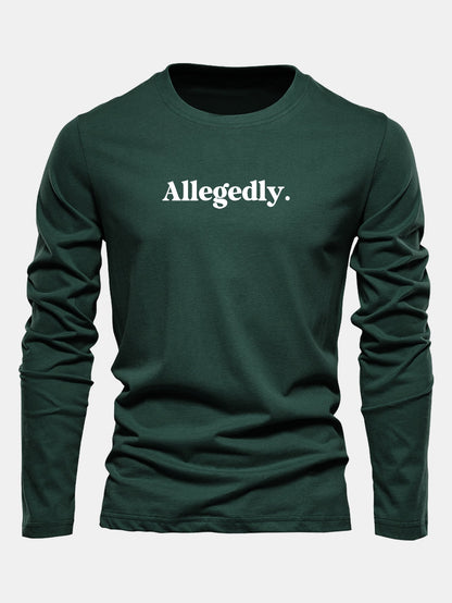 Camiseta de algodão de manga longa com estampa supostamente alegada