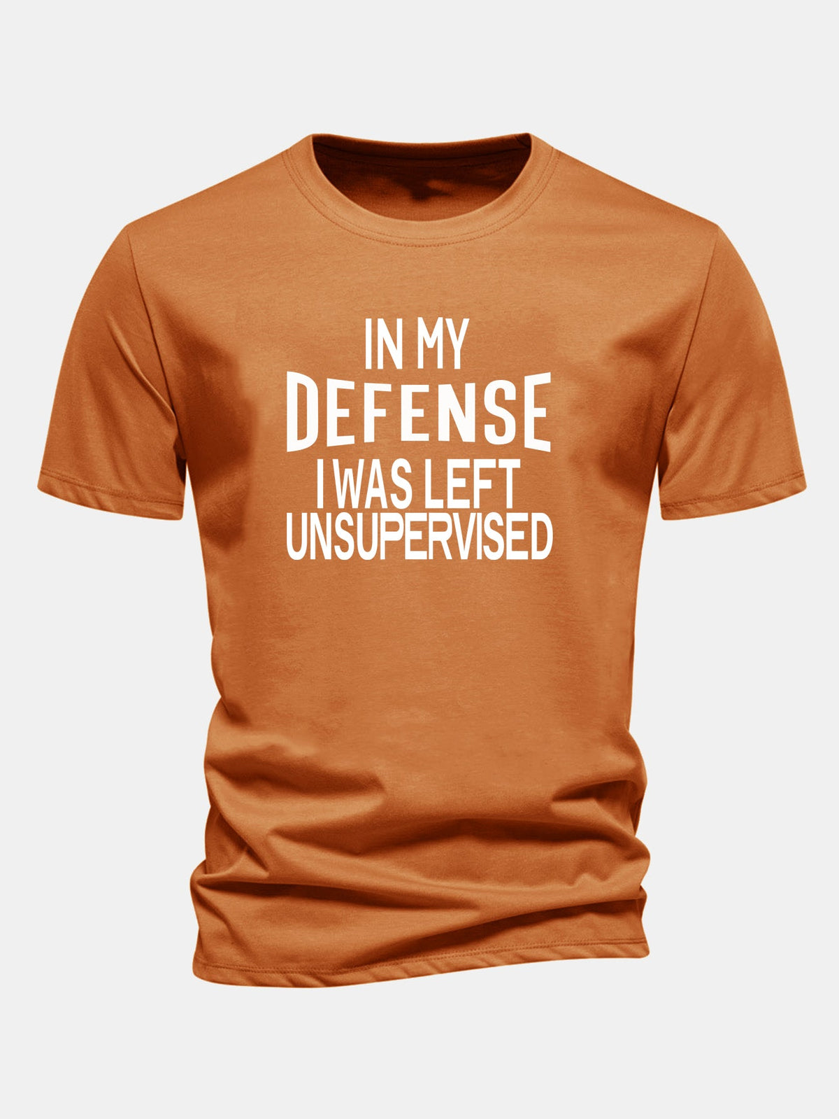 Camiseta de algodão com estampa “Em minha defesa, fui deixado sem supervisão”, corte regular