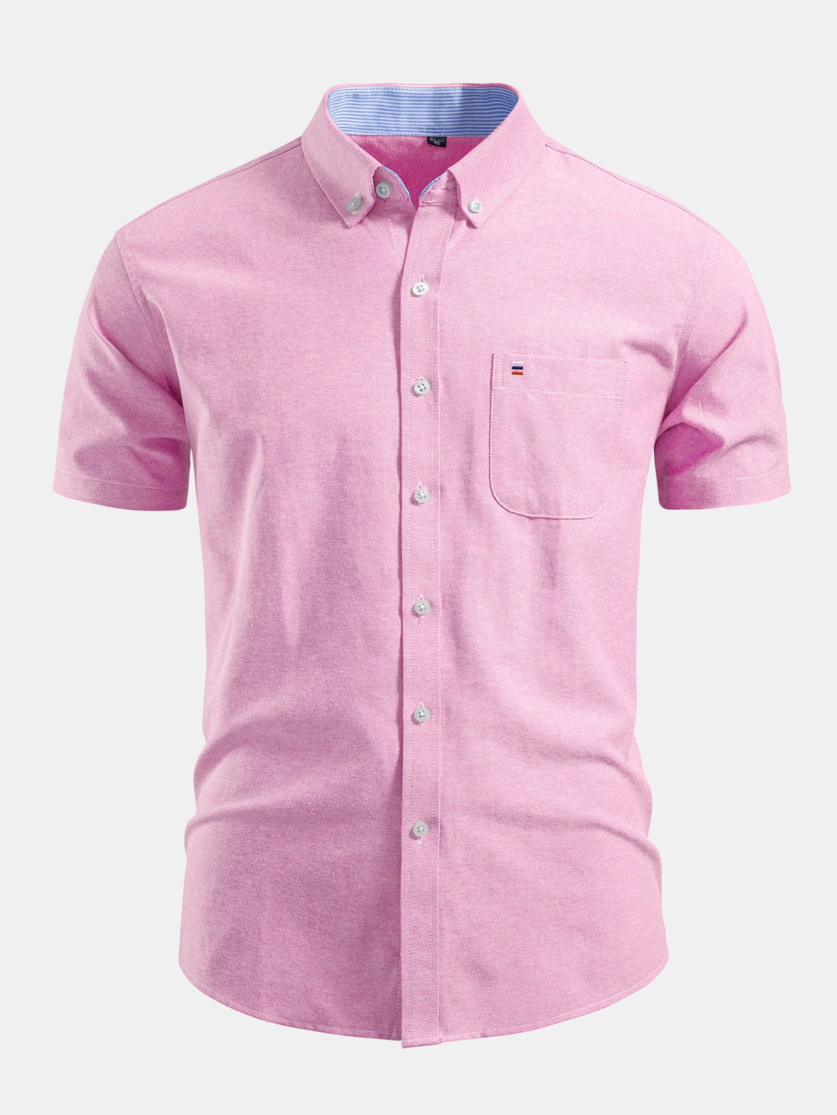 Camisa Oxford de algodão listrado com botões e contraste