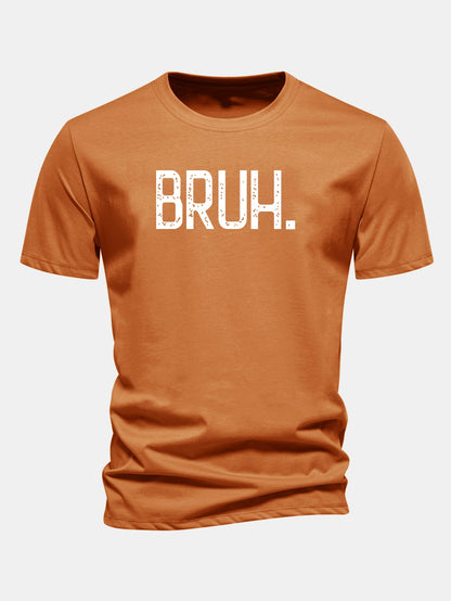 Camiseta de algodão com estampa Bruh e corte regular