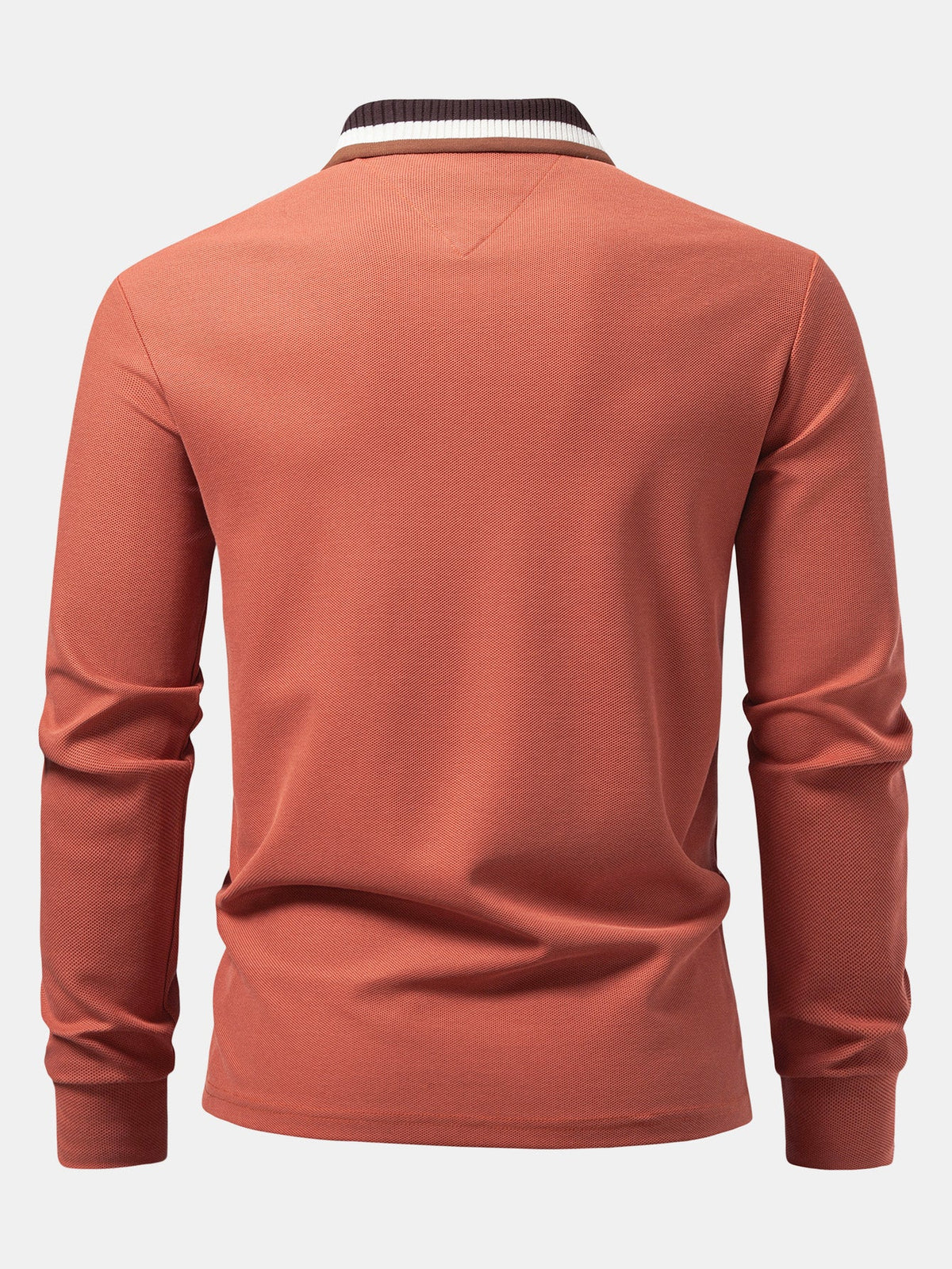 Polo de manga longa com gola contrastante