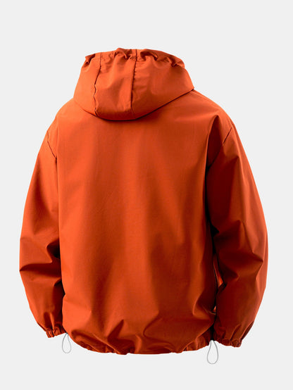 Anorak com capuz e zíper de meia abertura contra o vento