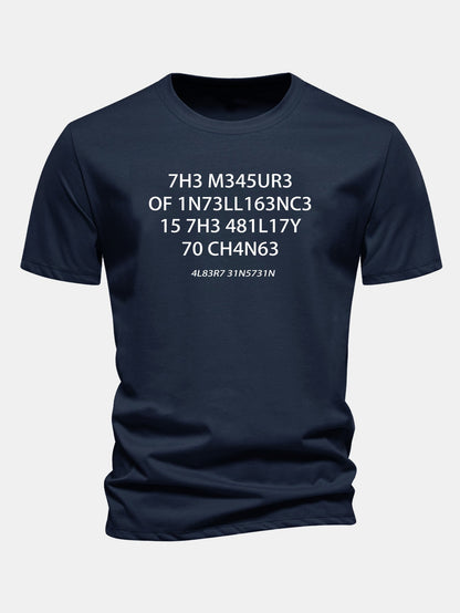 Camiseta de algodão de corte regular com estampa de citação de Einstein em leetspeak