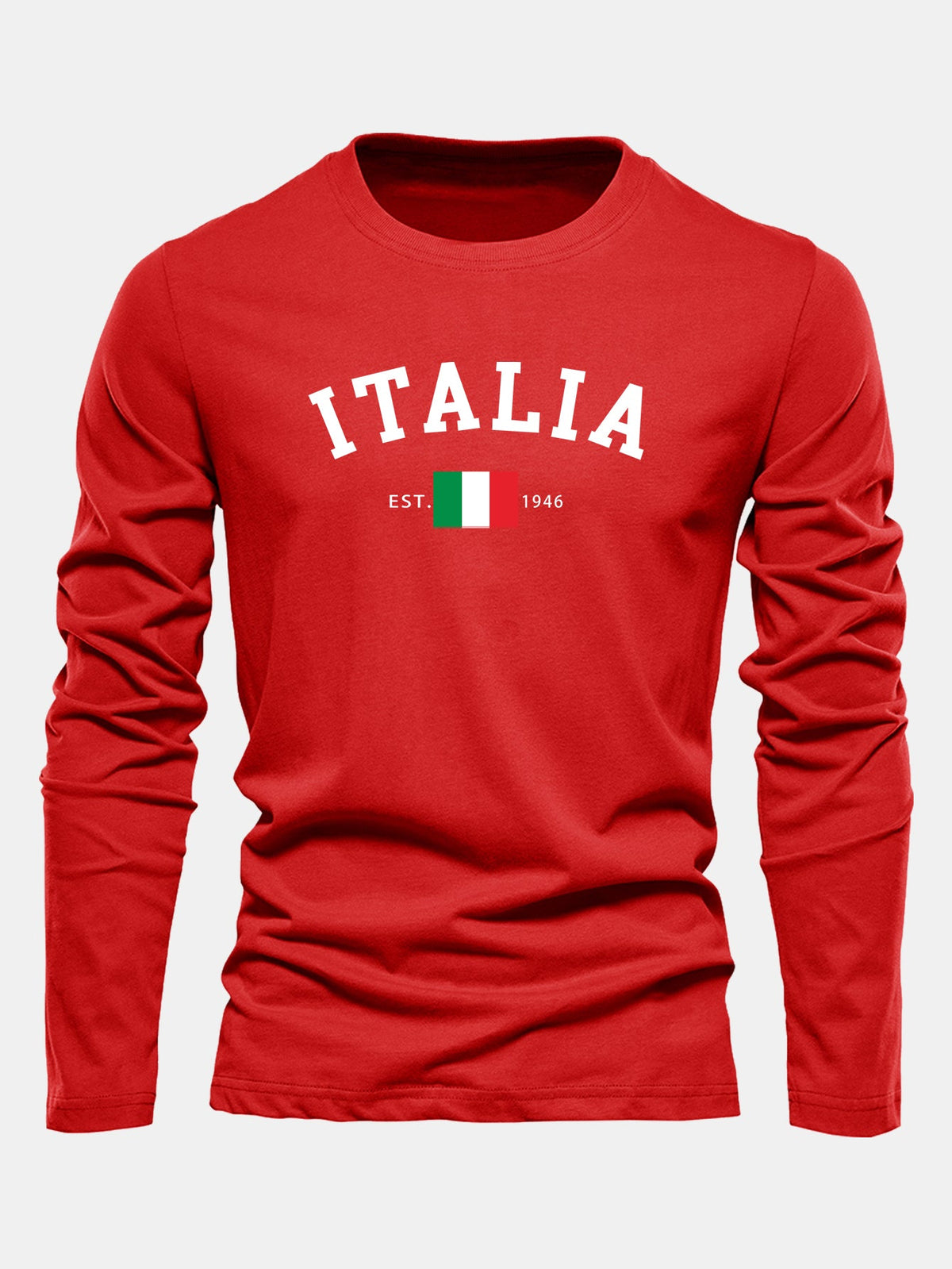 Camiseta de algodão de manga longa com estampa da Itália