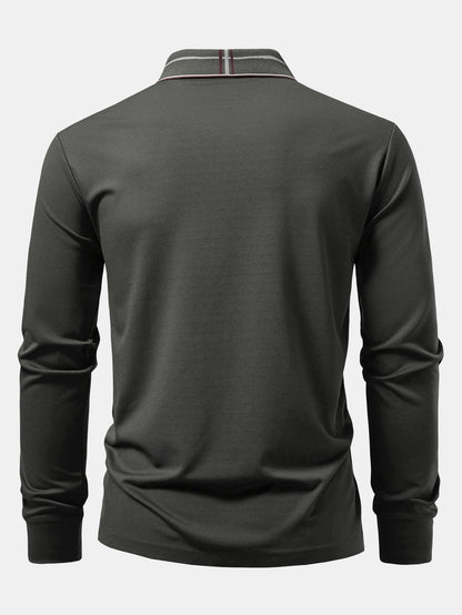 Polos canelados xadrez com gola e mangas longas