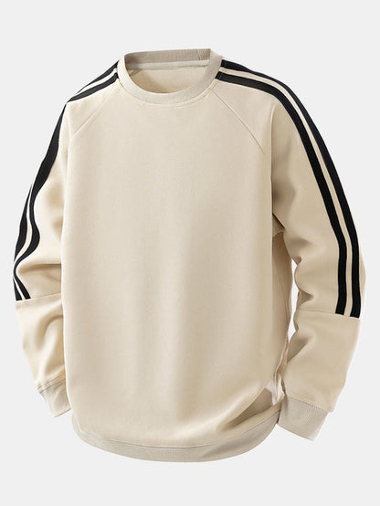 Moletom raglan vintage listrado de gola redonda e modelagem confortável