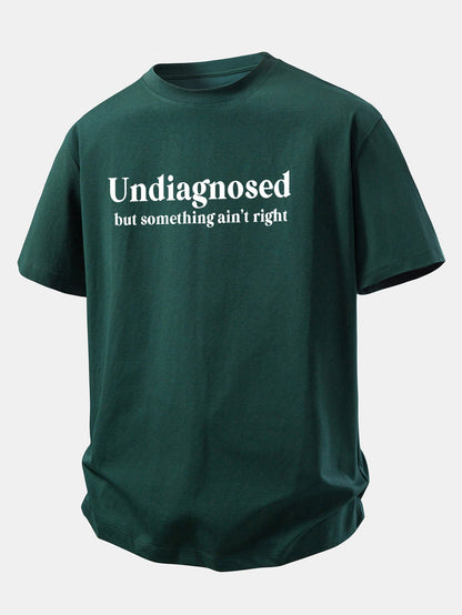 Camiseta de algodão com estampa não diagnosticada e caimento confortável