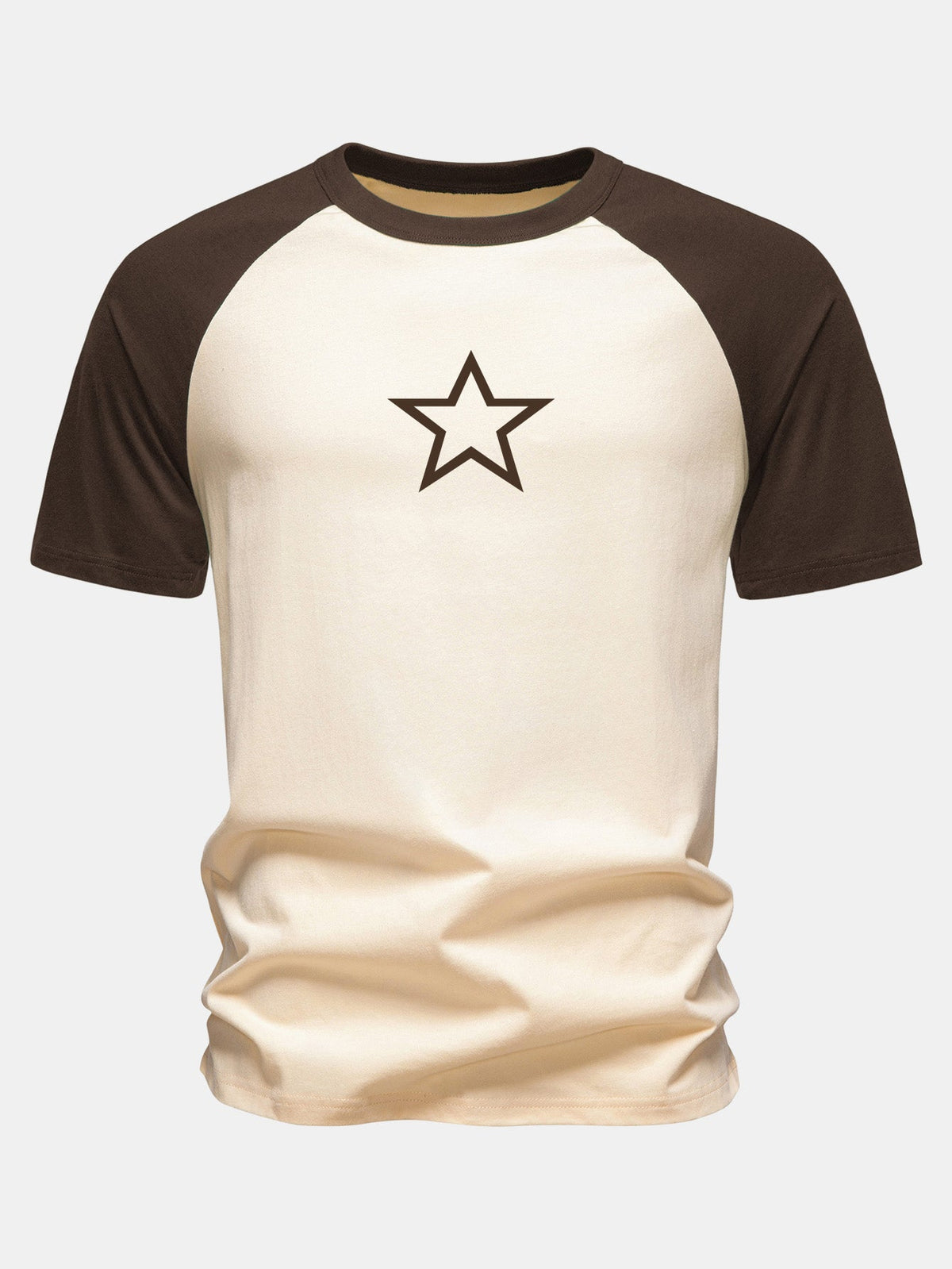 Camiseta de algodão com mangas raglã e estampa de estrelas