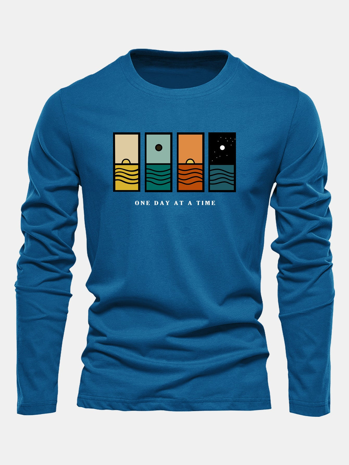 Camiseta de algodão de manga longa com estampa “Um dia de cada vez”