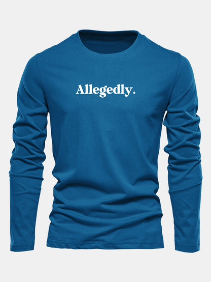 Camiseta de algodão de manga longa com estampa supostamente alegada