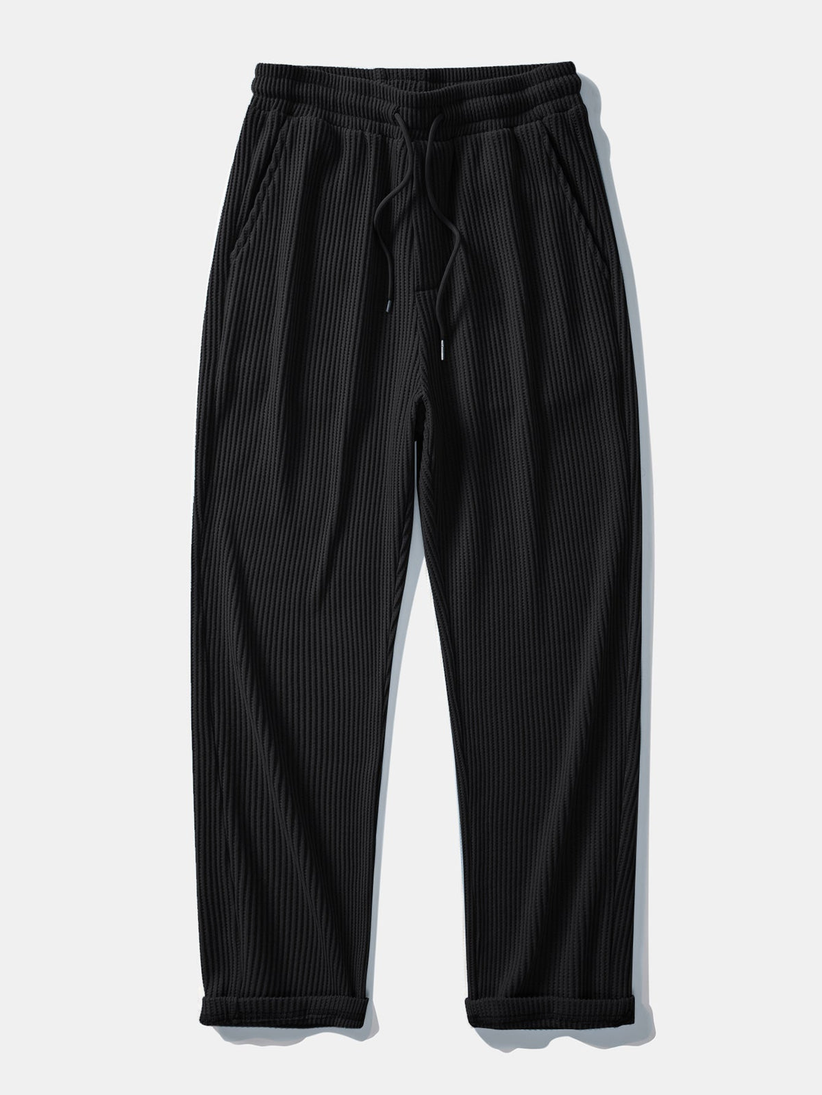 Calça Tricotada com Cordão e Textura Waffle