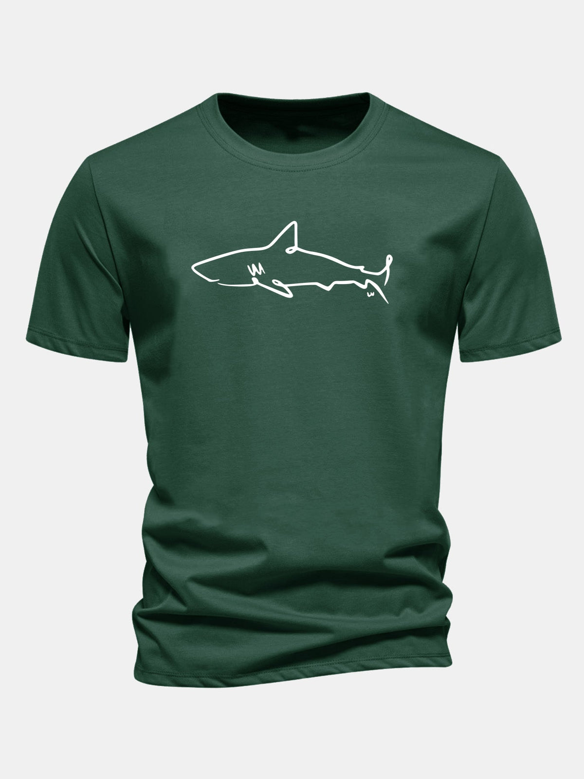 Camiseta de algodão com estampa de tubarão e corte regular