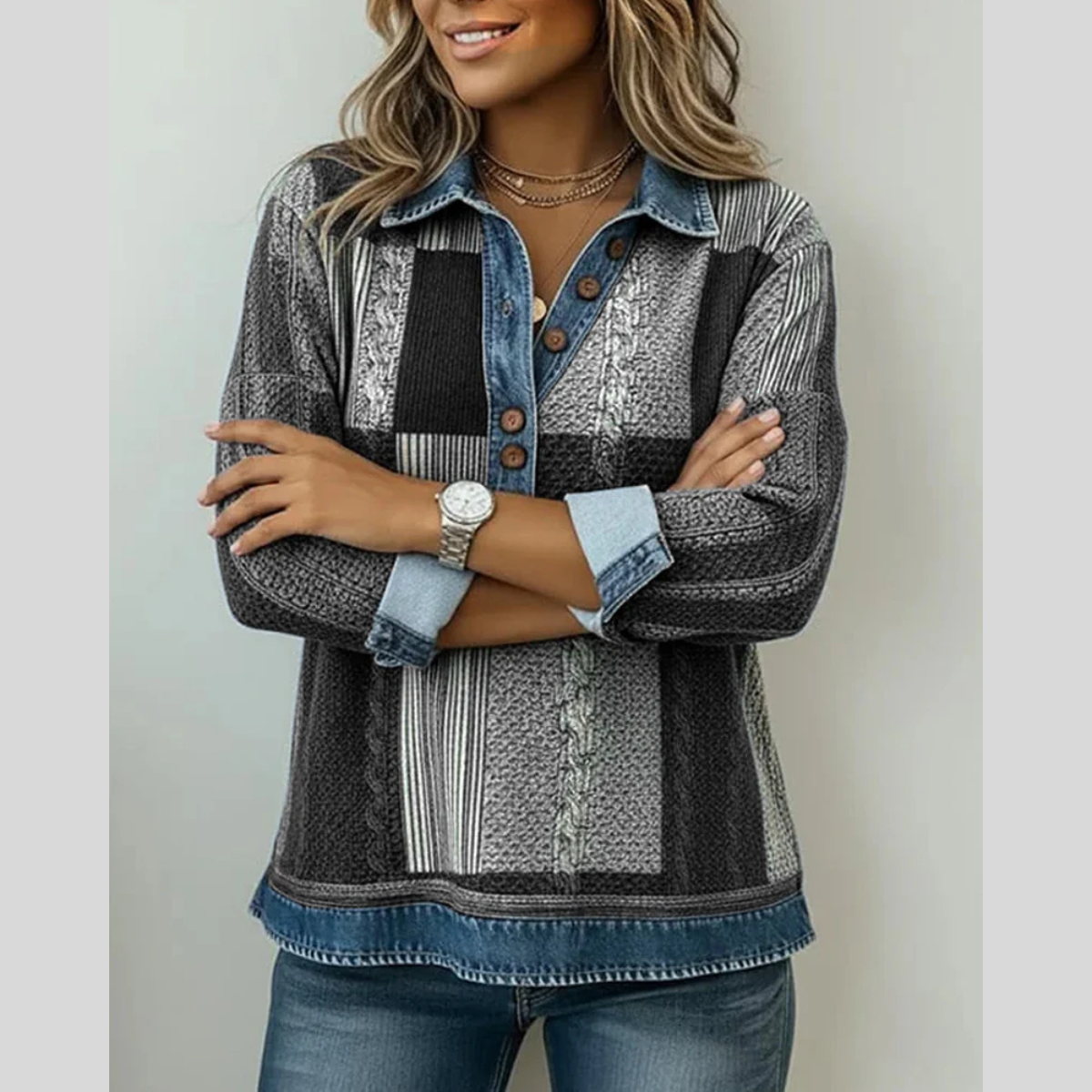 Denise | Patchwork Collared Top