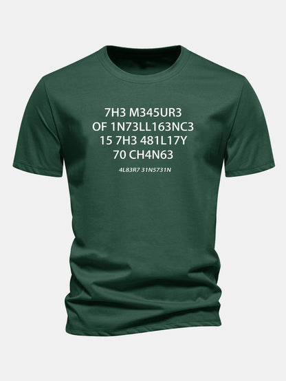 Camiseta de algodão de corte regular com estampa de citação de Einstein em leetspeak