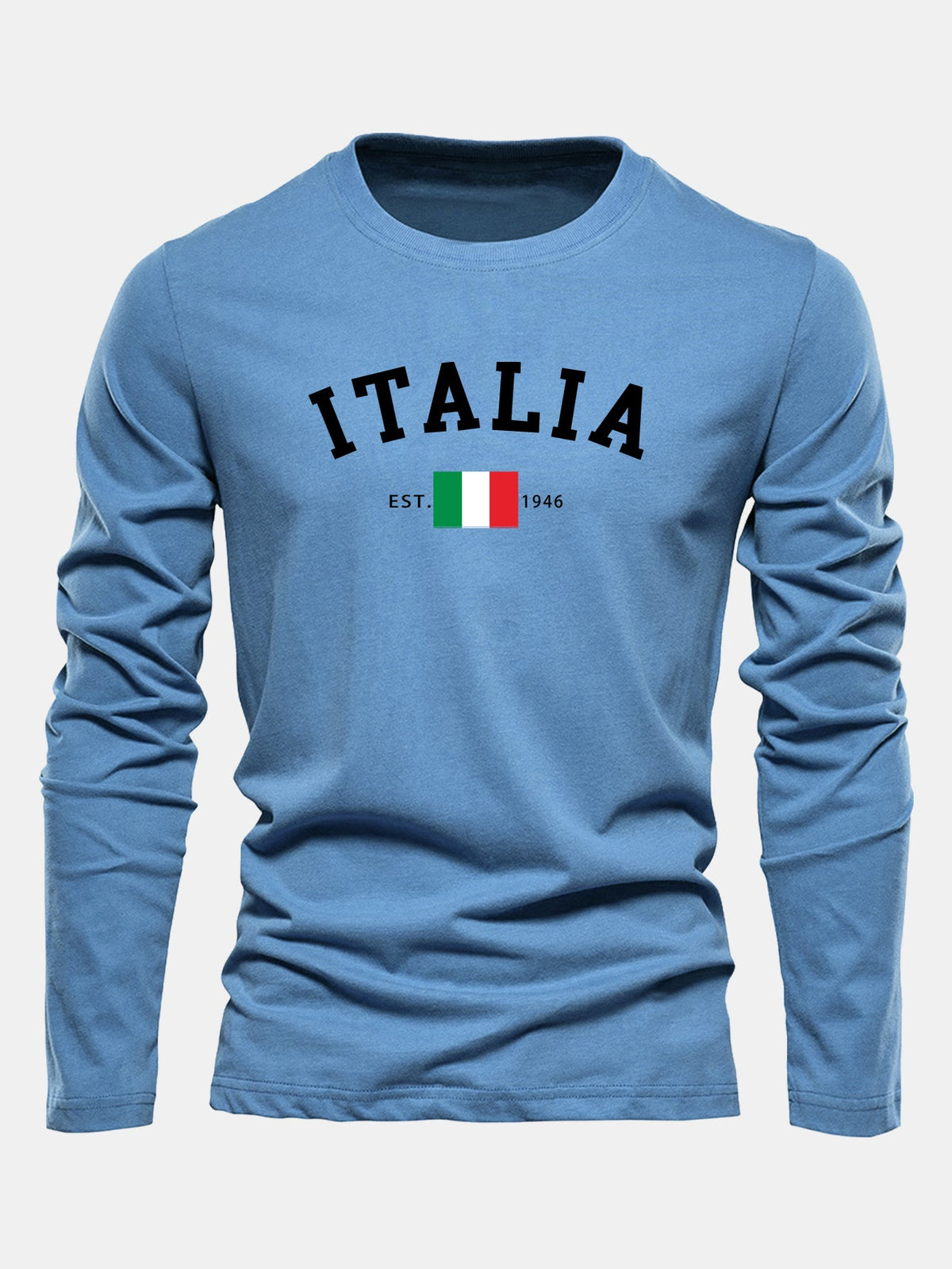 Camiseta de algodão de manga longa com estampa da Itália