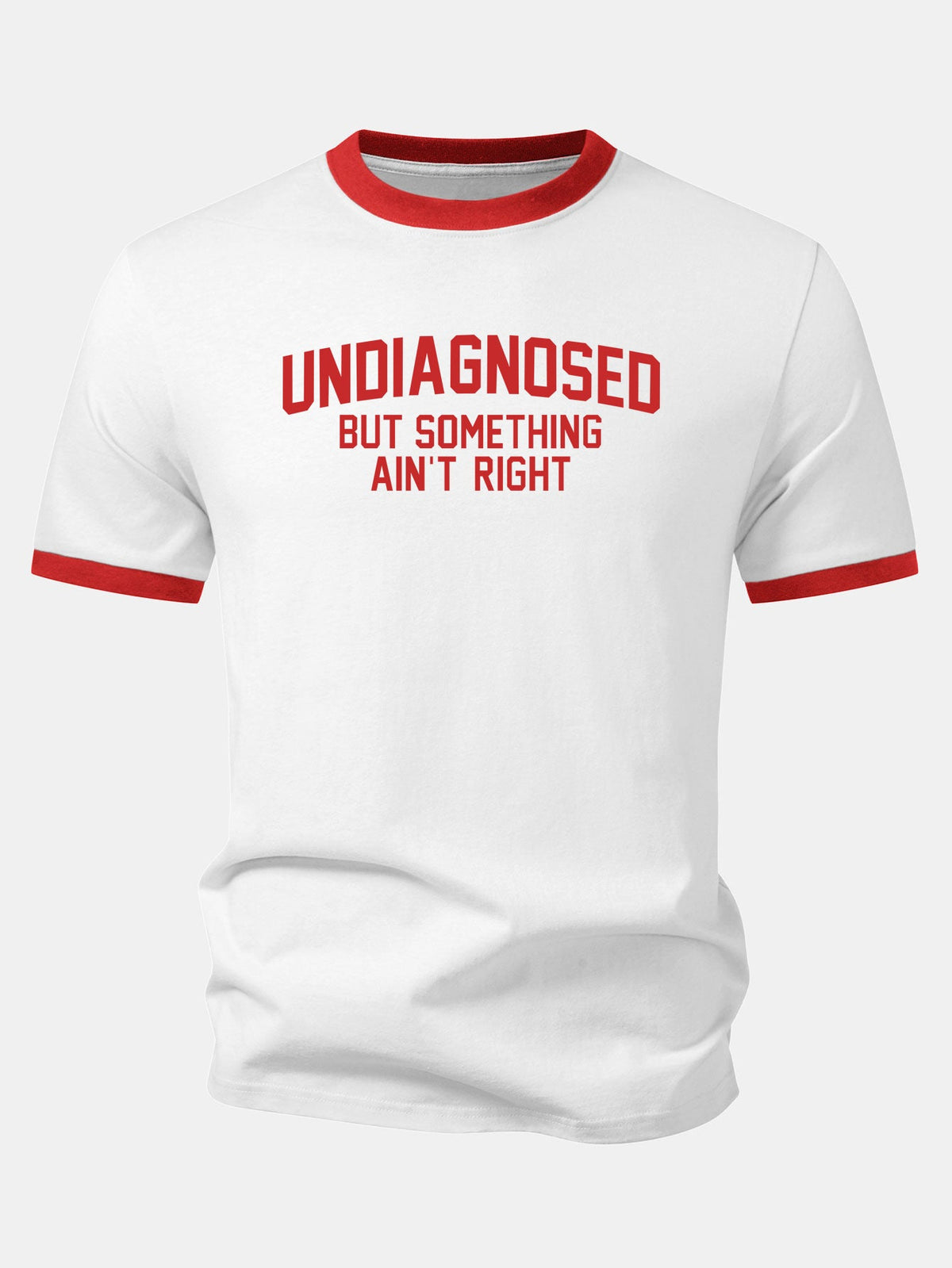 Camiseta com estampa de contraste “Não diagnosticado, mas algo não está certo” Ringer