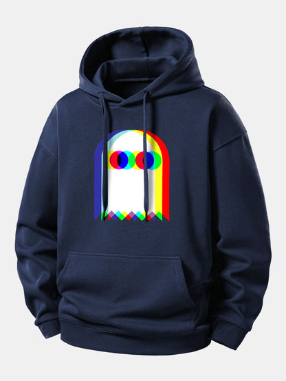 Moletom com capuz de corte confortável e estampa de fantasma glitch