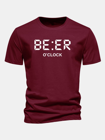 Camiseta de algodão com estampa Beer O'Clock, corte regular