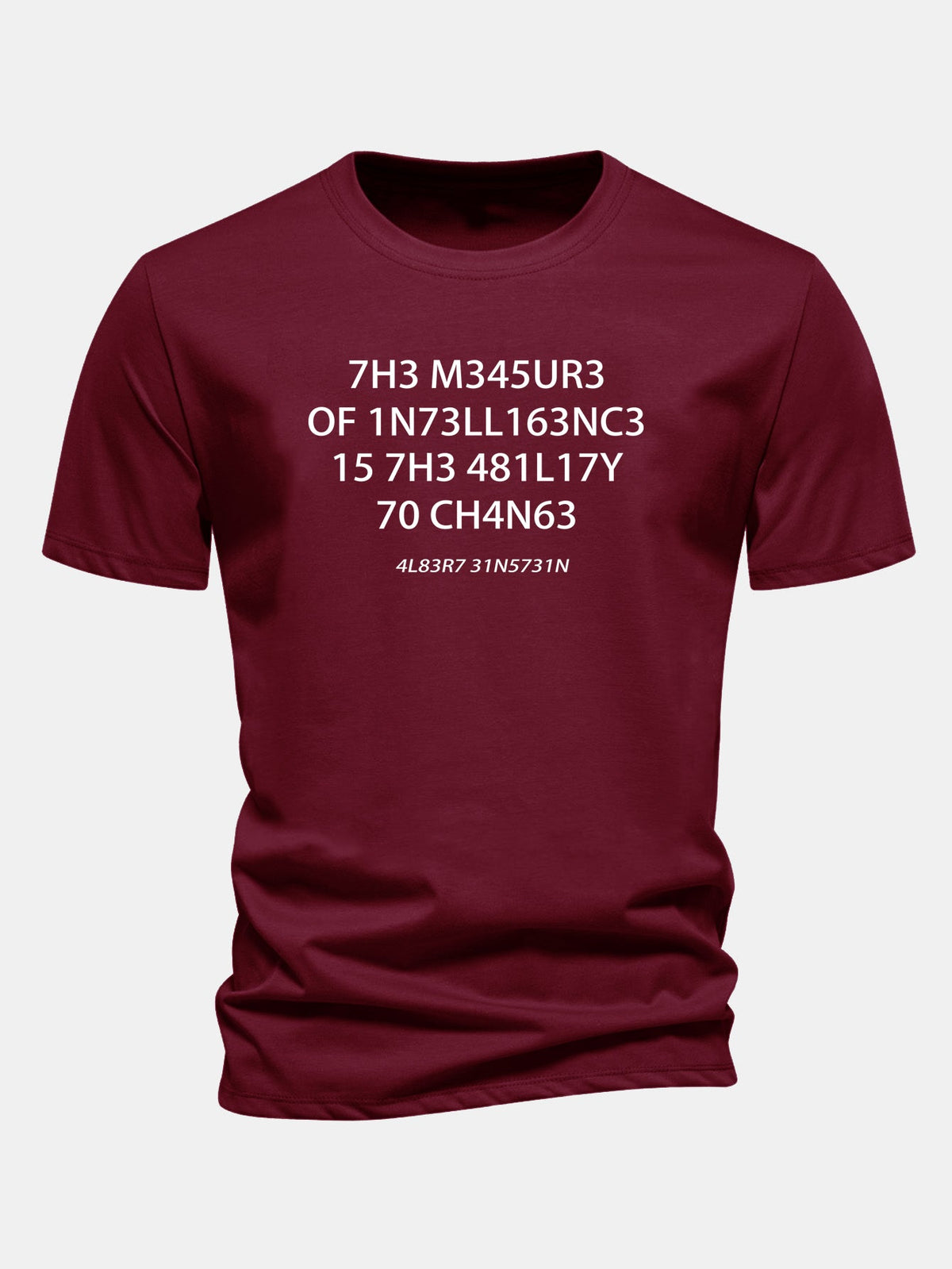 Camiseta de algodão de corte regular com estampa de citação de Einstein em leetspeak