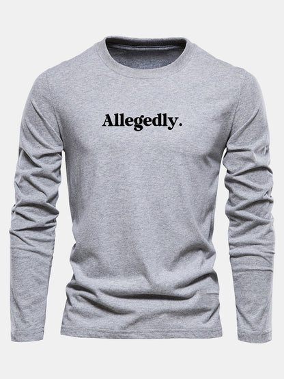 Camiseta de algodão de manga longa com estampa supostamente alegada