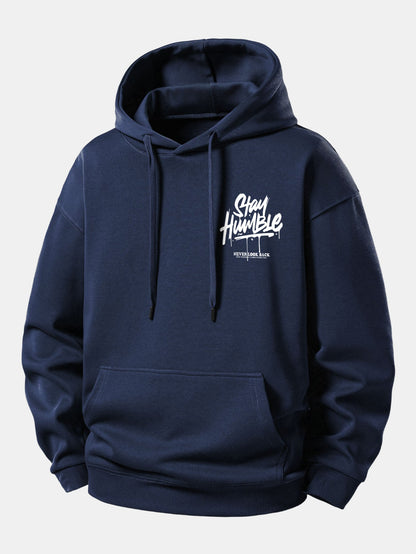 Moletom com capuz de caimento confortável com estampa “Stay Humble”