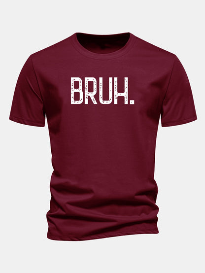 Camiseta de algodão com estampa Bruh e corte regular