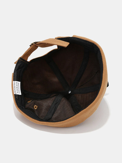 Gorro docker de pelúcia de cor sólida com orelhas de gato, punho dobrado, algodão macio e sem aba