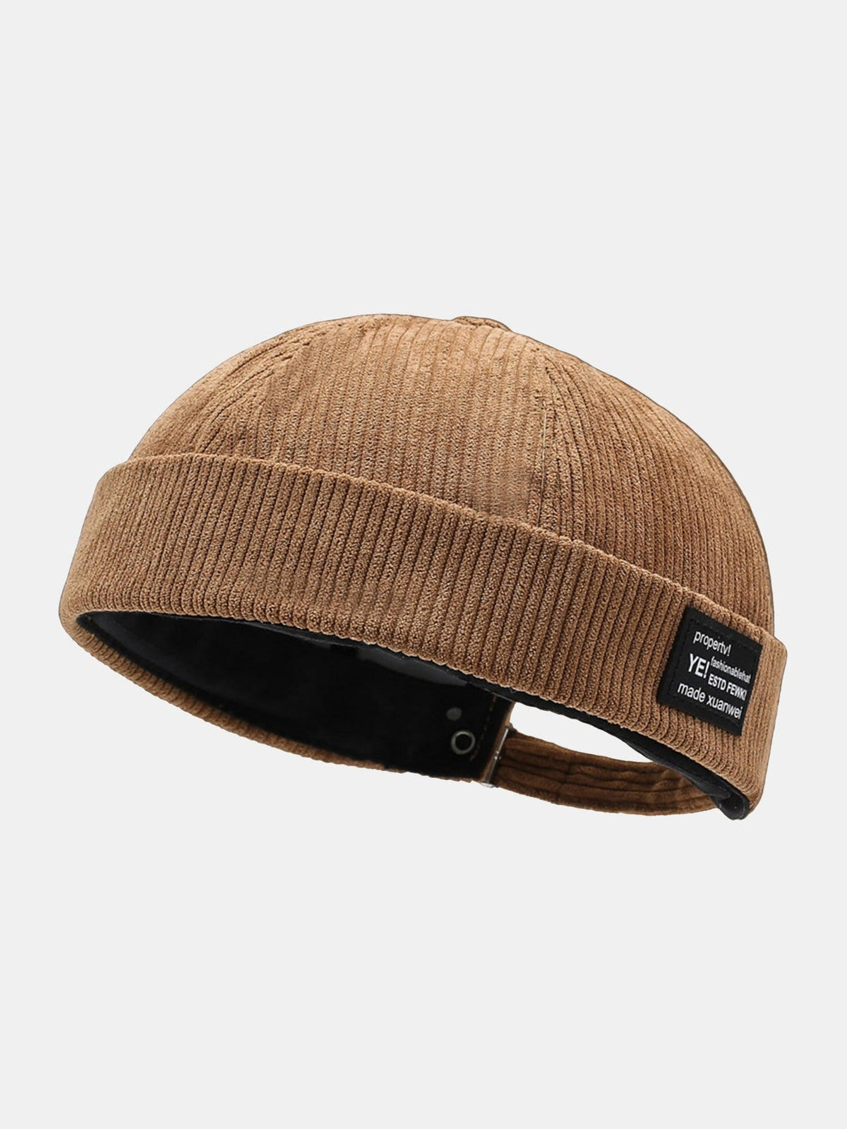Gorro docker ajustável de veludo cotelê com etiqueta tecida