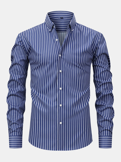 Camisa listrada de algodão misto com botões