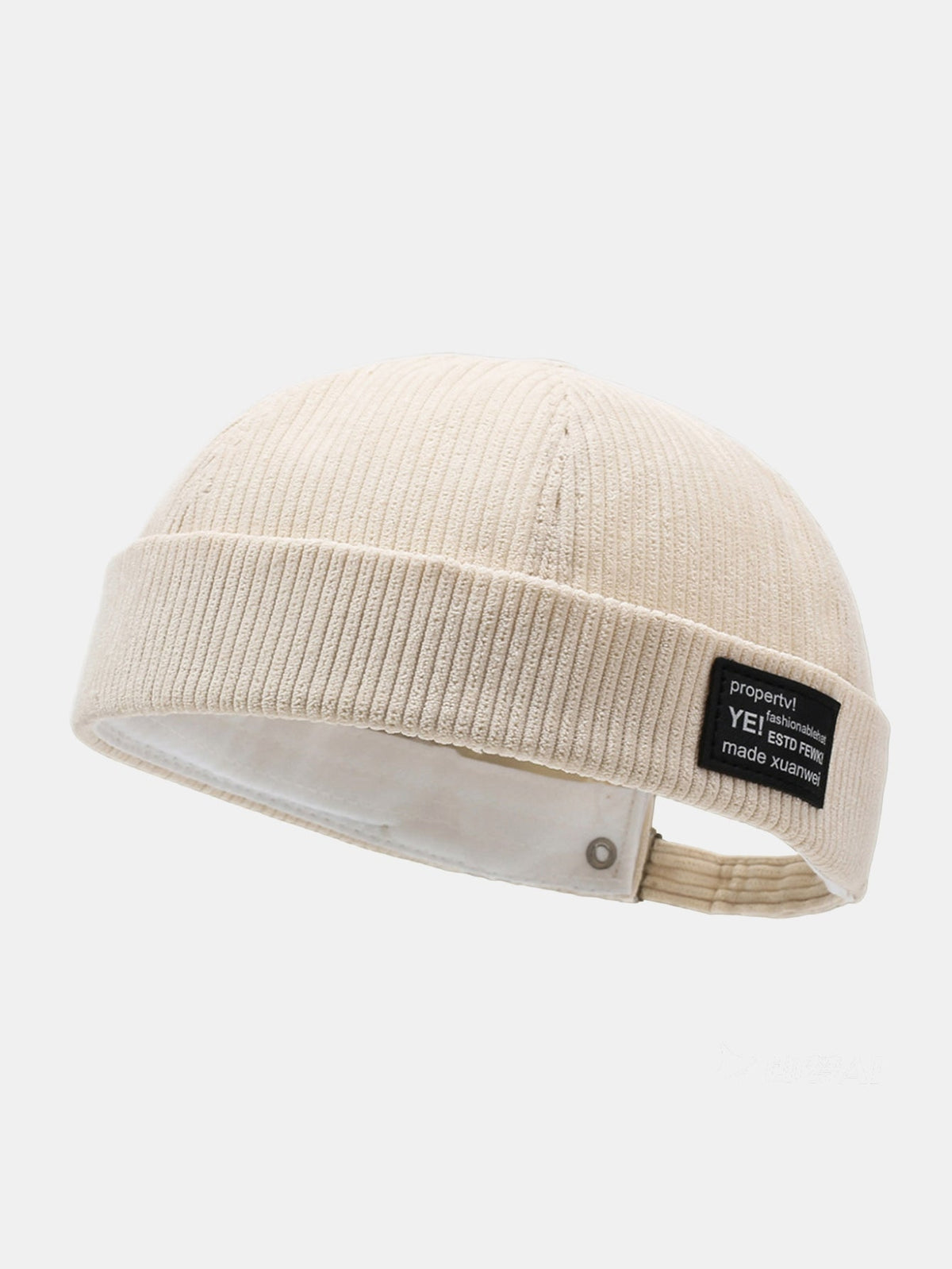 Gorro docker ajustável de veludo cotelê com etiqueta tecida