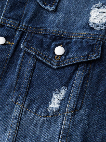 Jaqueta jeans lavada com efeito desgastado