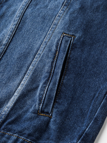 Jaqueta jeans lavada com efeito desgastado