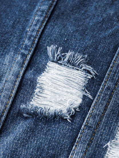 Jaqueta jeans lavada com efeito desgastado