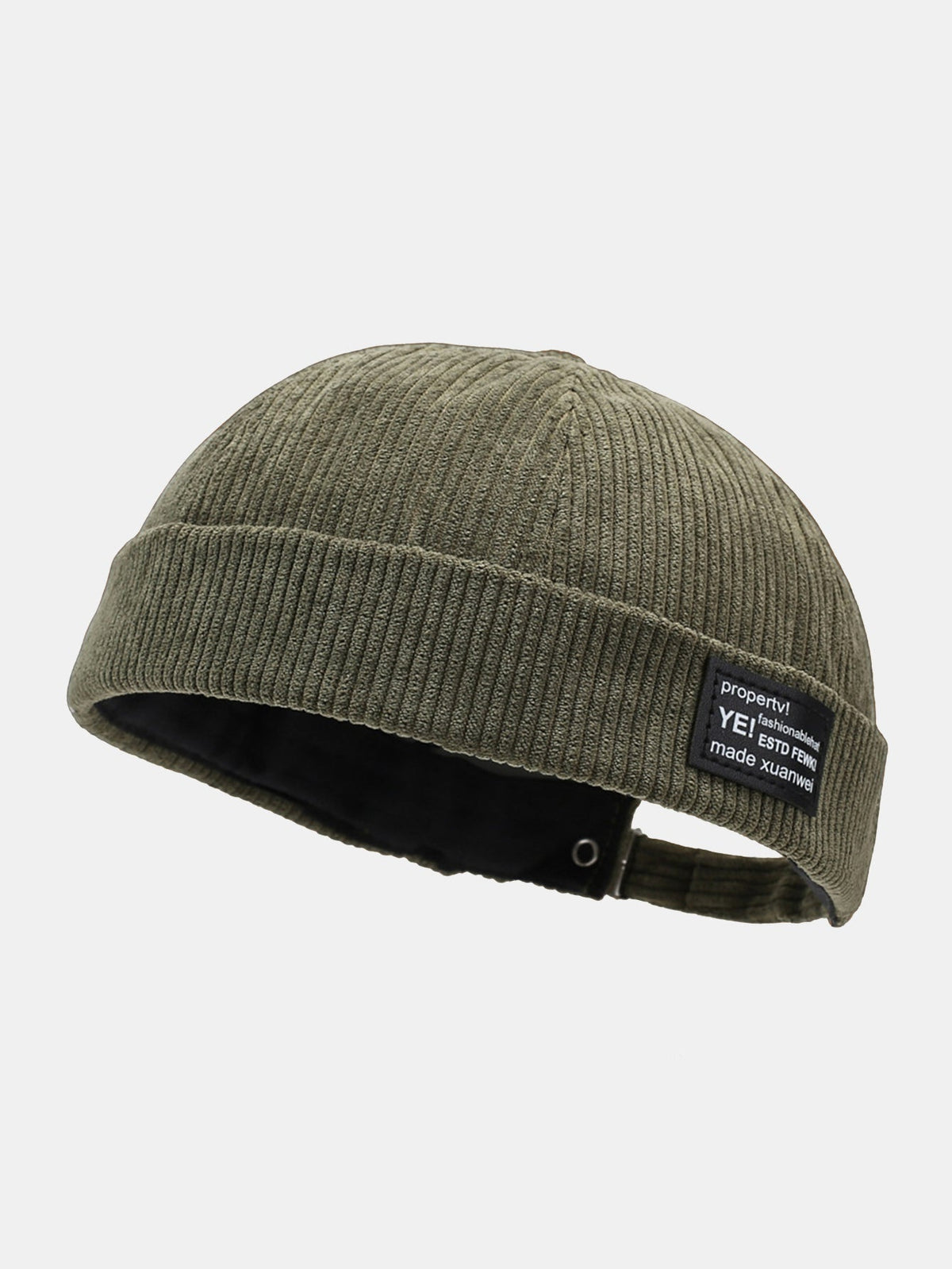 Gorro docker ajustável de veludo cotelê com etiqueta tecida