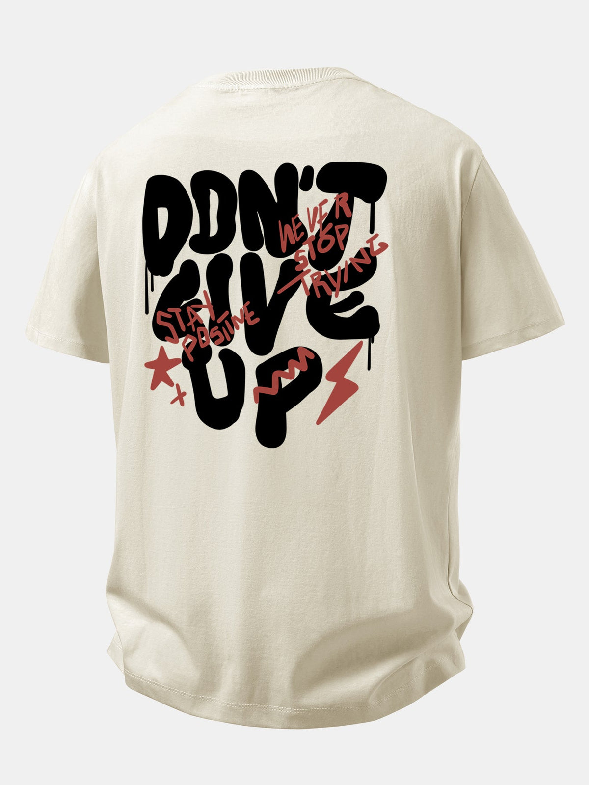 Camiseta de algodão com estampa “Nunca Desista” e corte confortável