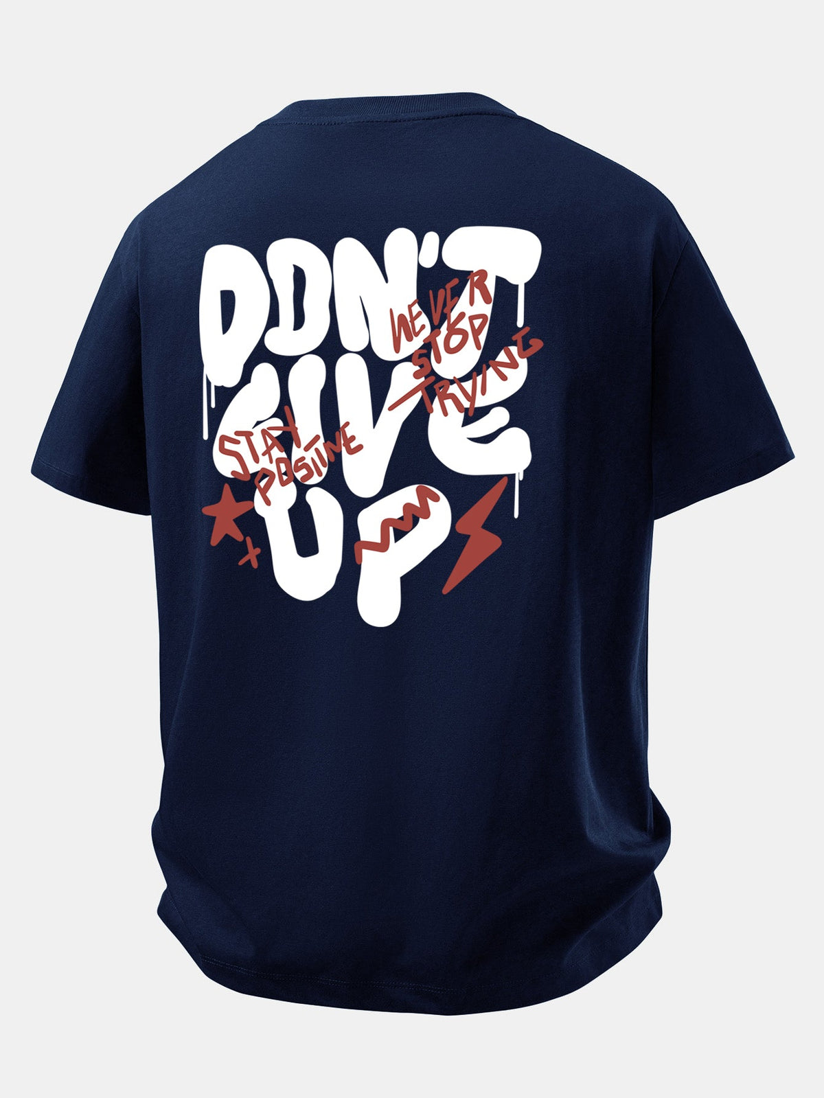 Camiseta de algodão com estampa “Nunca Desista” e corte confortável