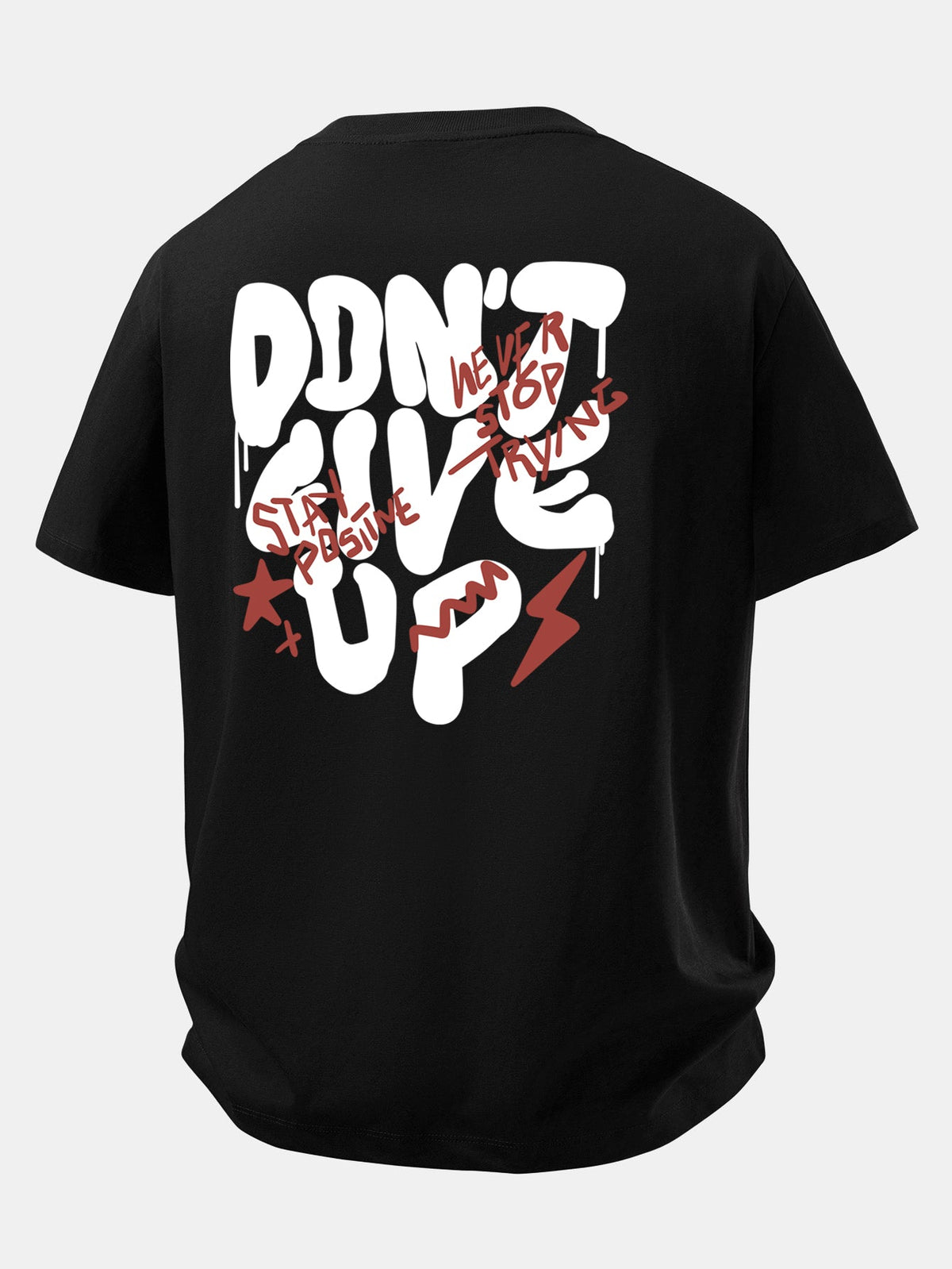 Camiseta de algodão com estampa “Nunca Desista” e corte confortável