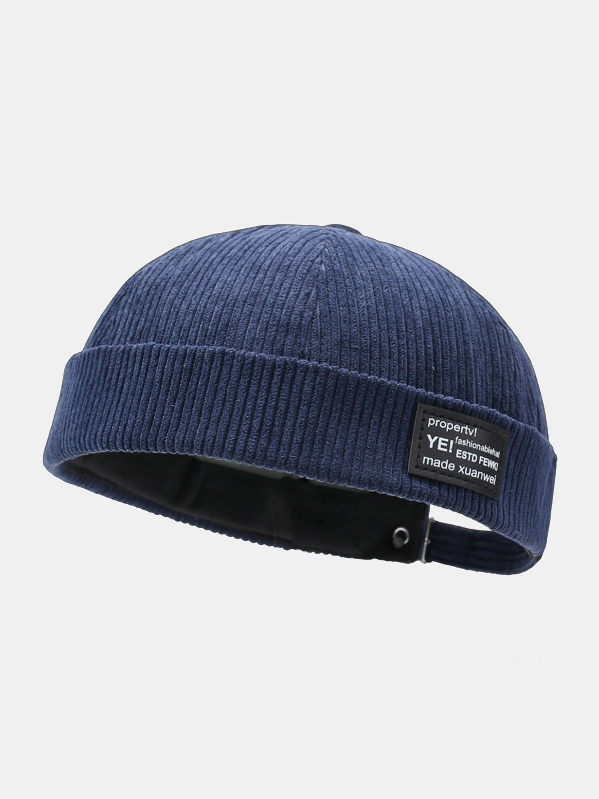 Gorro docker ajustável de veludo cotelê com etiqueta tecida