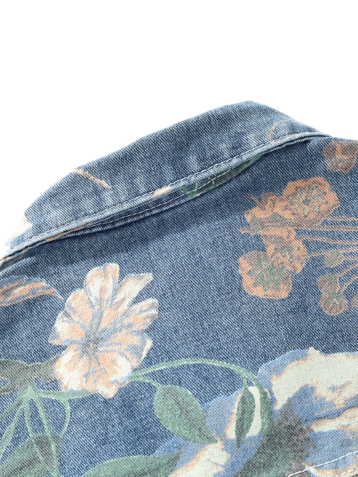 Jaqueta jeans lavada de modelagem ampla com estampa floral