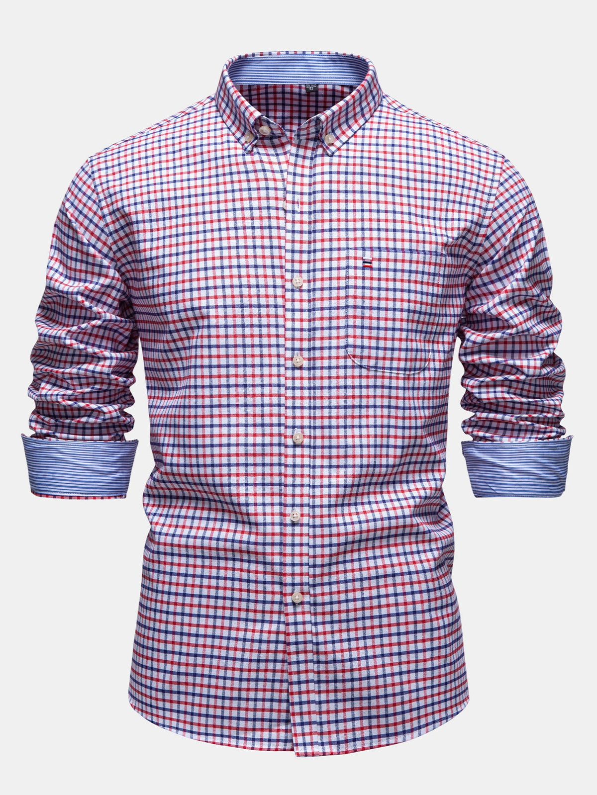 Camisa xadrez de manga longa com fechamento por botões
