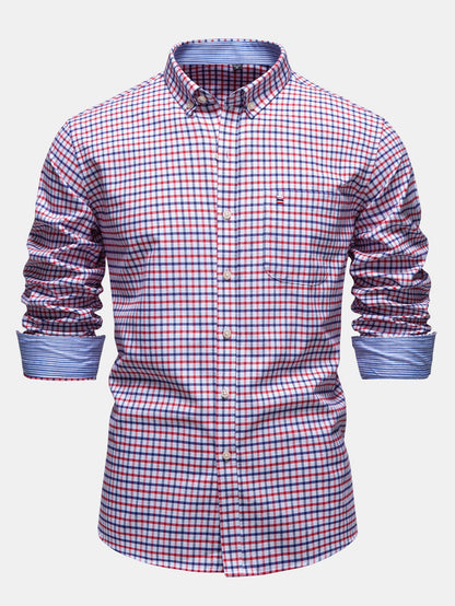 Camisa xadrez de manga longa com fechamento por botões