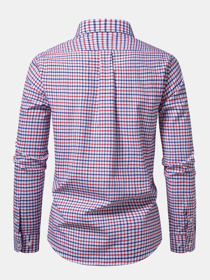 Camisa xadrez de manga longa com fechamento por botões