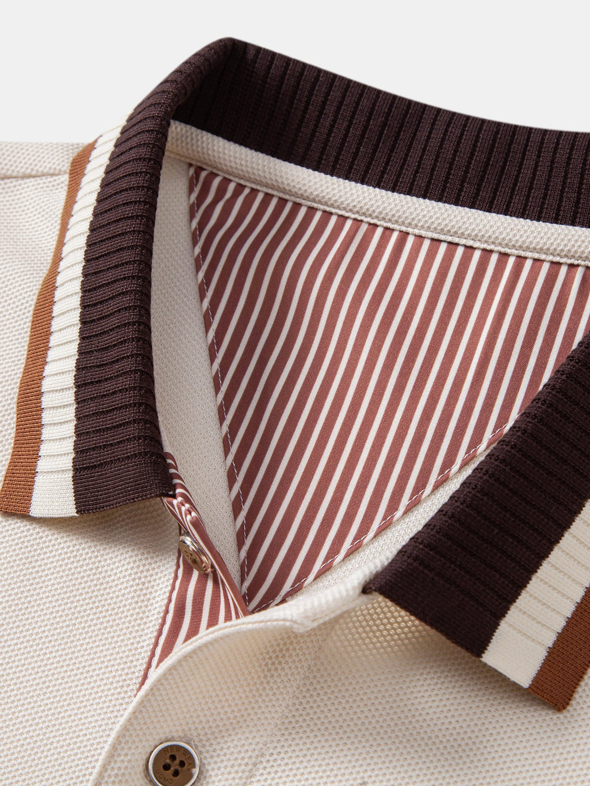 Polo de manga longa com gola contrastante